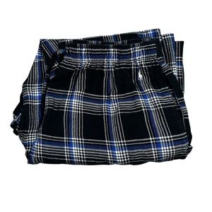 Polo by Ralph Lauren Black Blue White Plaid Flannel Lounge Sleep Pants Men's XL